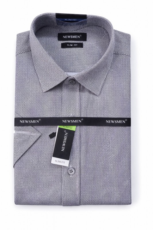      Newsmen elasztikus r.u slim ing - Szürke aprómintás Rövidujjú ing